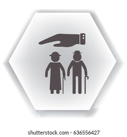 Flat icon old family. Under the protection.
