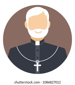 
Flat icon of an old priest 
