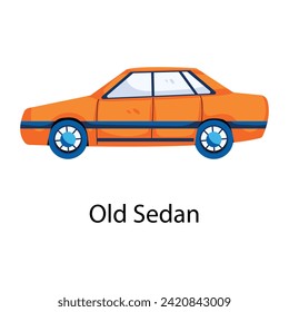 Aquí hay un ícono plano del viejo sedán 