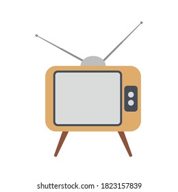 Flat icon old television in retro style isolated on white background. Vector illustration.