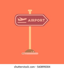 flat icon on background airport sign