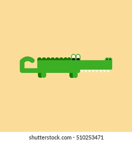 flat icon on background cartoon crocodile