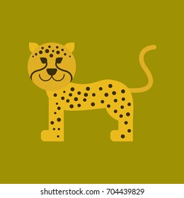 flat icon on background cartoon leopard