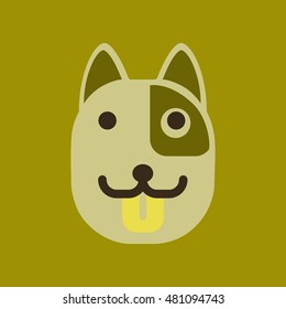 flat icon on background dog smiles