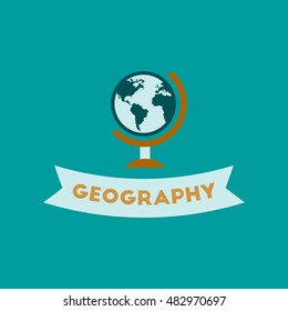 flat icon on background geography lesson