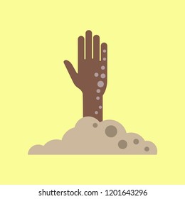 flat icon on background halloween zombie hand