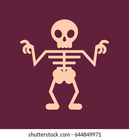 flat icon on background halloween skeleton