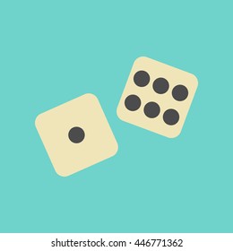 flat icon on background poker dice lucky