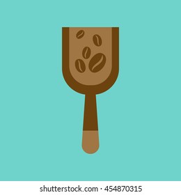 flat icon on background Scoop coffee roasting