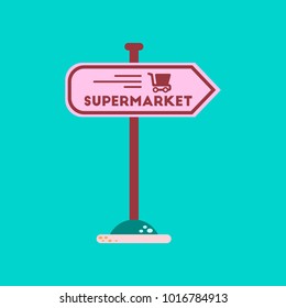 flat icon on background supermarket sign