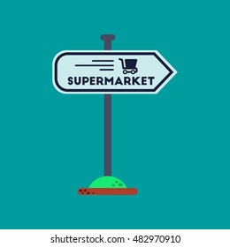 flat icon on background supermarket sign