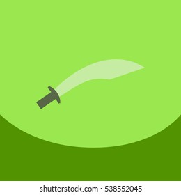 Flat icon on blue square Arabic khanjar traditional Arabian dagger