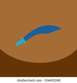 Flat icon on blue square Arabic khanjar traditional Arabian dagger