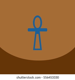 Flat icon on blue square Arabic traditional sign Egyptian Ankh