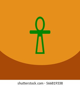Flat icon on blue square Arabic traditional sign Egyptian Ankh