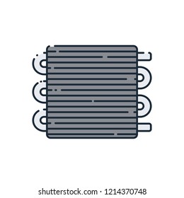 Flat icon on the car radiator. Vector illustration. Cooler in the cooling system.