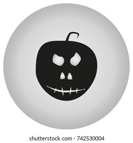 A flat icon on a gray background. Vector. Pumpkin. Halloween symbol