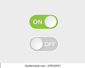 Flat Icon On And Off Toggle Switch Button Vector Format