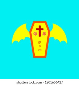 flat icon on stylish background wings coffin