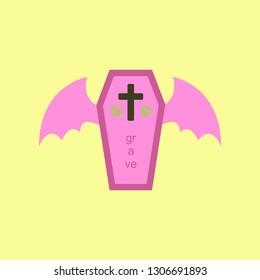 flat icon on stylish background wings coffin