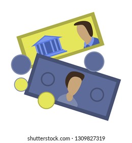 flat icon on stylish background Banknotes and coins