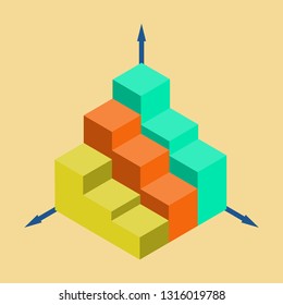flat icon on stylish background 3d chart