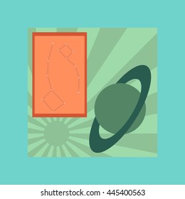 flat icon on stylish background astronomy lesson