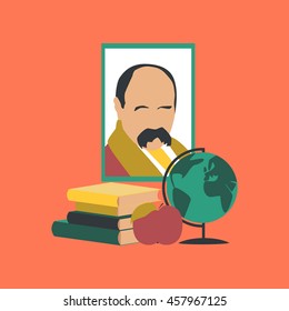 flat icon on stylish background Ukrainian literature lesson