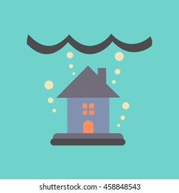 flat icon on stylish background flood house