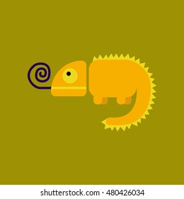 flat icon on stylish background reptile chameleon