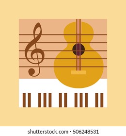 flat icon on stylish background music lesson