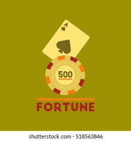 flat icon on stylish background Fortune chip card