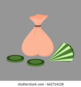 flat icon on stylish background bag of jewels