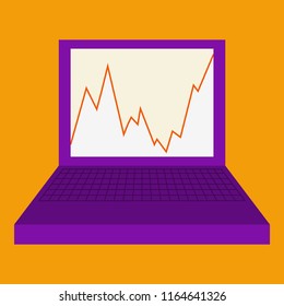 flat icon on theme Arabic business graph on computer