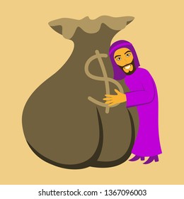 flat icon on theme Arabic business Muslim and bag money