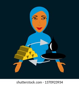 flat icon on theme Arabic business Arab woman