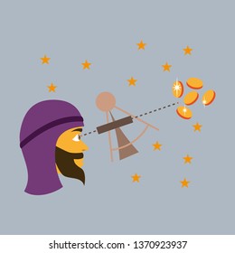flat icon on theme Arabic business astronomer