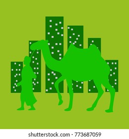 flat icon on theme Arabic business Arab with a camel