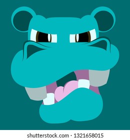 flat icon on theme evil animal hippo