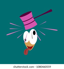 flat icon on theme humor hammer on the head