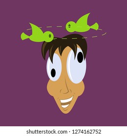 flat icon on theme humor dizzy man