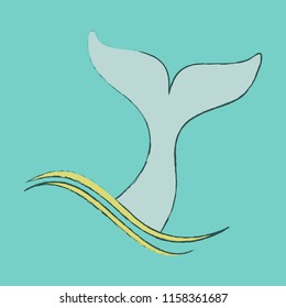flat icon on theme Save whales tail of a whale
