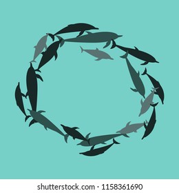flat icon on theme Save whales . Circle of dolphins