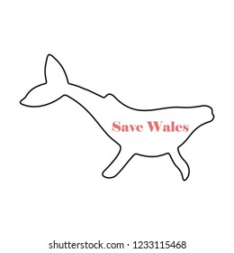 flat icon on theme Save whales . silhouette of a whale