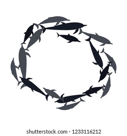 flat icon on theme Save whales . Circle of dolphins