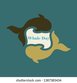 flat icon on theme Save whales . Whale family