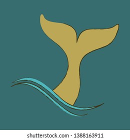 flat icon on theme Save whales tail of a whale