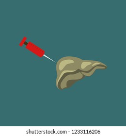 flat icon on theme world hepatitis day . syringe and liver