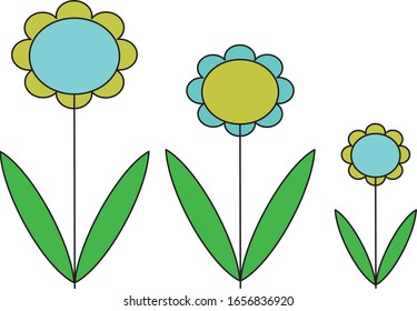 Flat icon on white background. Abstract Chamomiles blooms. 8 March. Women's spring day.