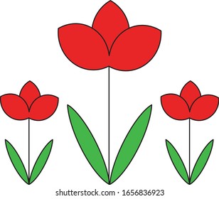  Icono plano sobre fondo blanco. El tulipán florece.8 de marzo. Día de primavera de las mujeres.